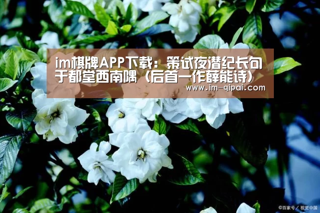 im棋牌APP下载:策试夜潜纪长句于都堂西南隅(后首一作薛能诗)(图3) im棋牌